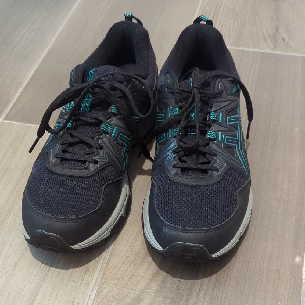 Asics Black and Teal Athletic Shoes